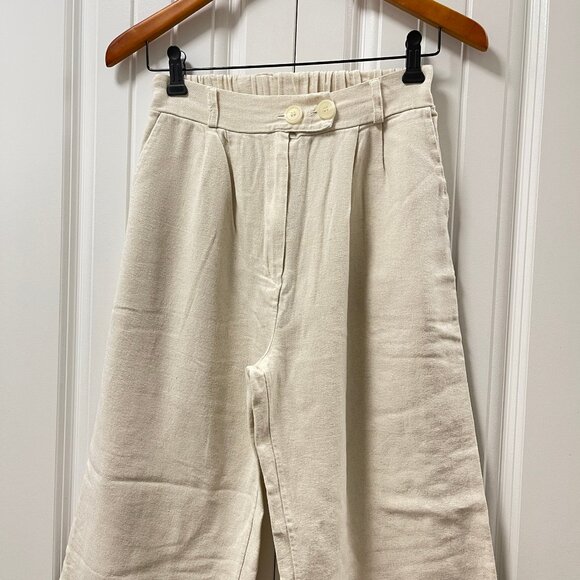 OAK + FORT Wide Leg Pants Cream – Size S - Picture 2 of 10